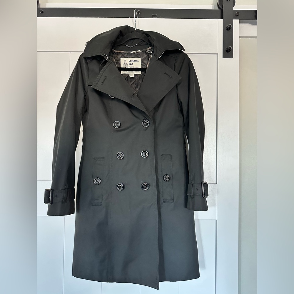 London Fog Heritage Trench Coat - Womens XS Detachable Hood and Liner